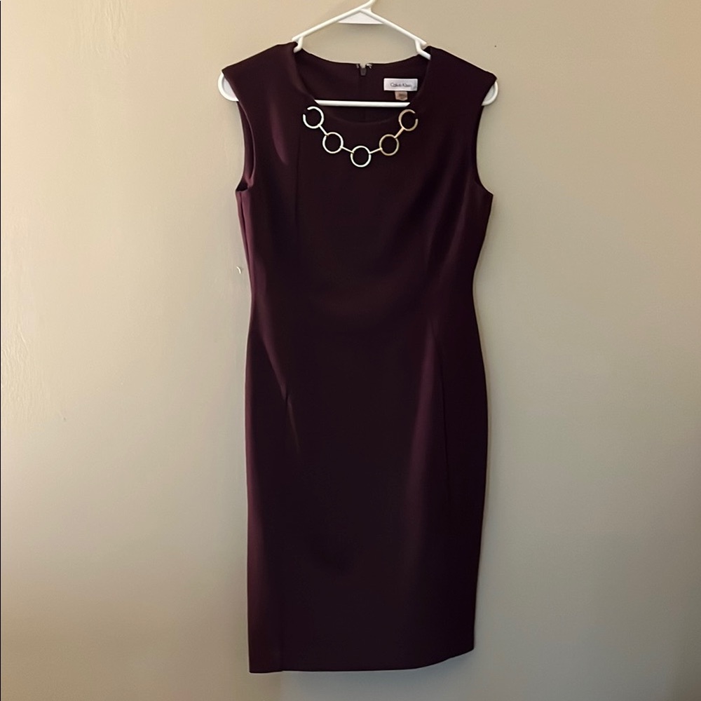 Calvin Klein Purple Sleeveless Sheath Midi Dress